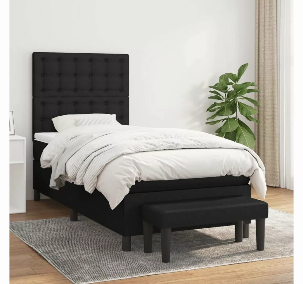 furnicato Bett Boxspringbett mit Matratze Schwarz 80x200 cm Stoff günstig online kaufen