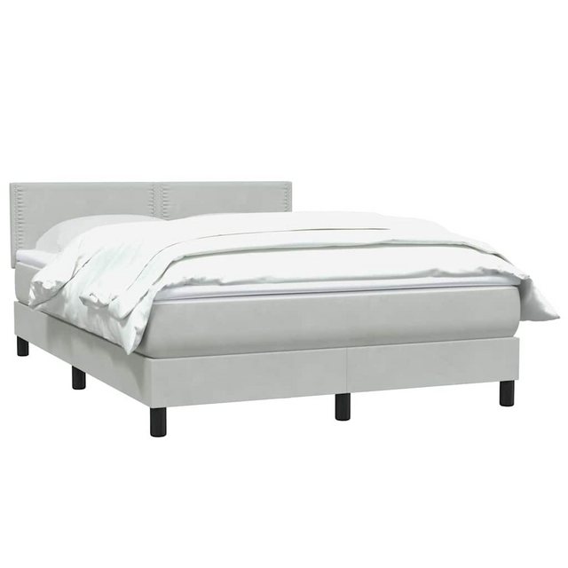 vidaXL Bett Boxspringbett mit Matratze Hellgrau 160x210 cm Samt günstig online kaufen