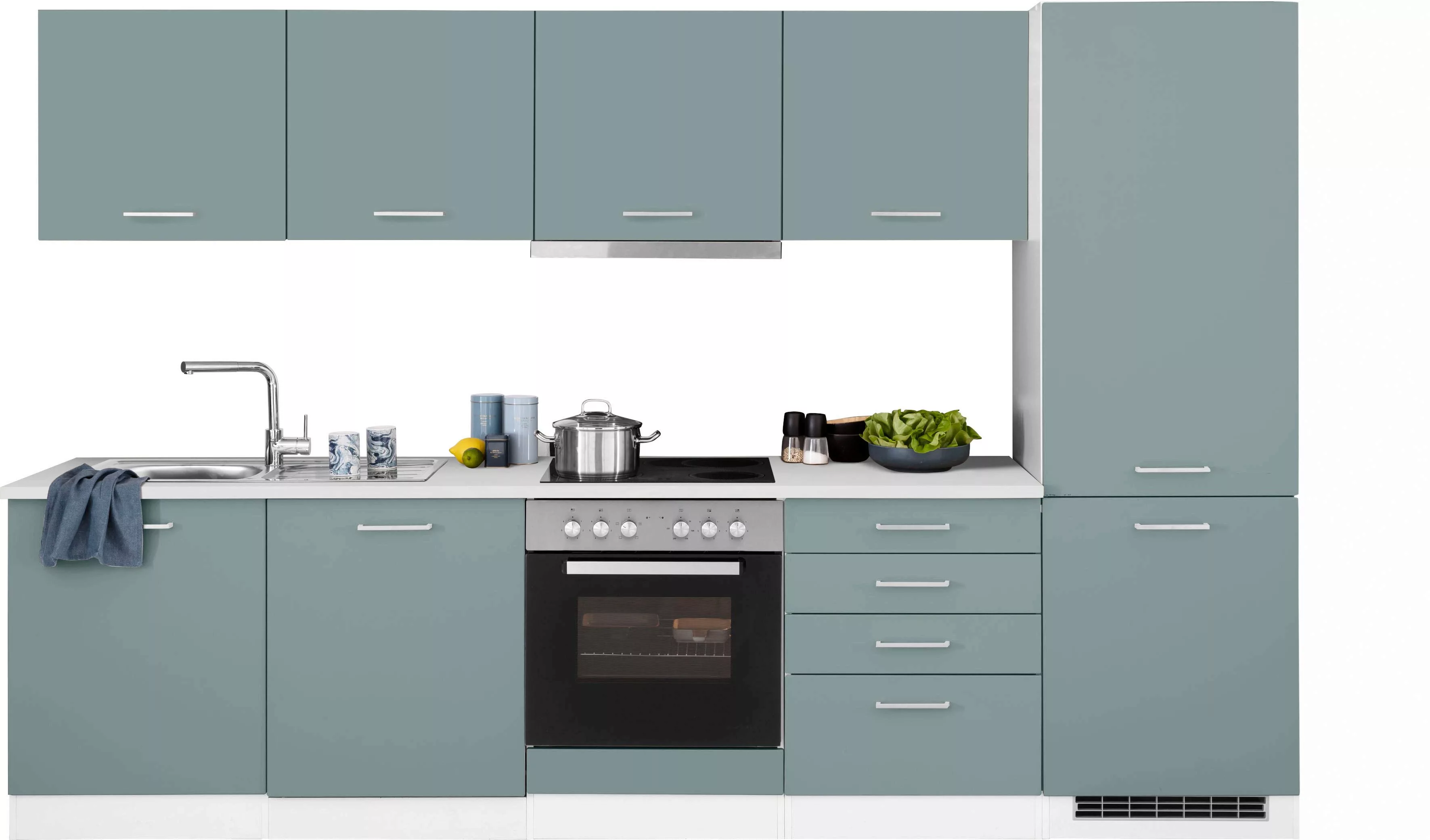 HELD MÖBEL Küchenzeile "Visby", mit E-Geräten, Breite 300 cm inkl. Kühl/Gef günstig online kaufen