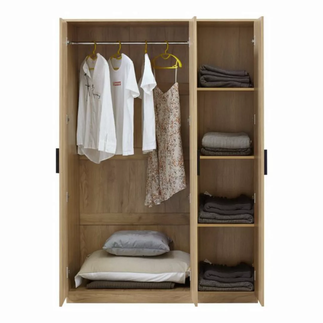 en.casa Kleiderschrank »Eiselfing« 3 Türen 1 Stange 4 Fächer 176x120x52 cm günstig online kaufen