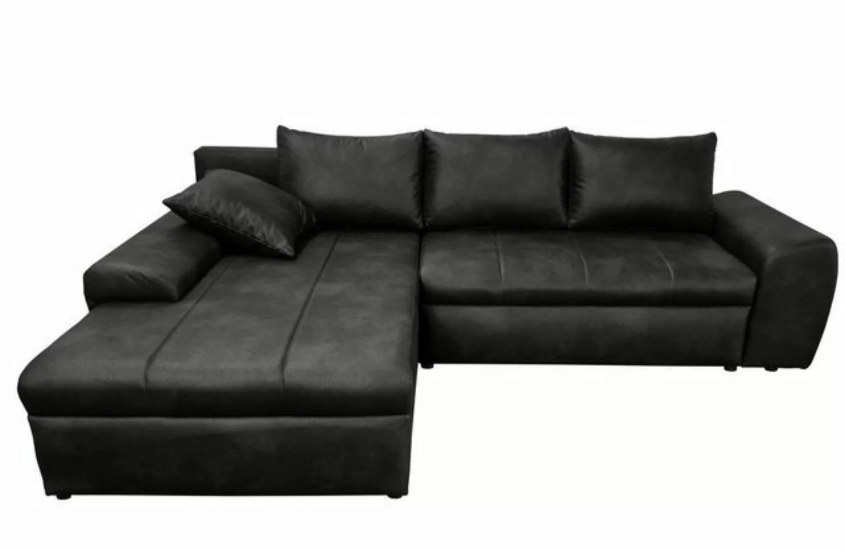 luma-home Ecksofa 18016, mit Bettfunktion 266x186 cm, Ottomane links, Feder günstig online kaufen