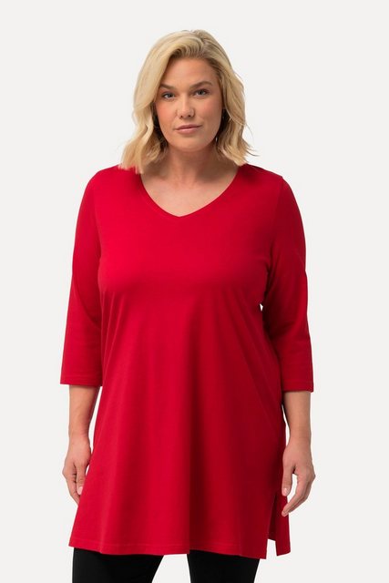 Ulla Popken Longshirt Longshirt A-Linie V-Ausschnitt 3/4-Arm günstig online kaufen