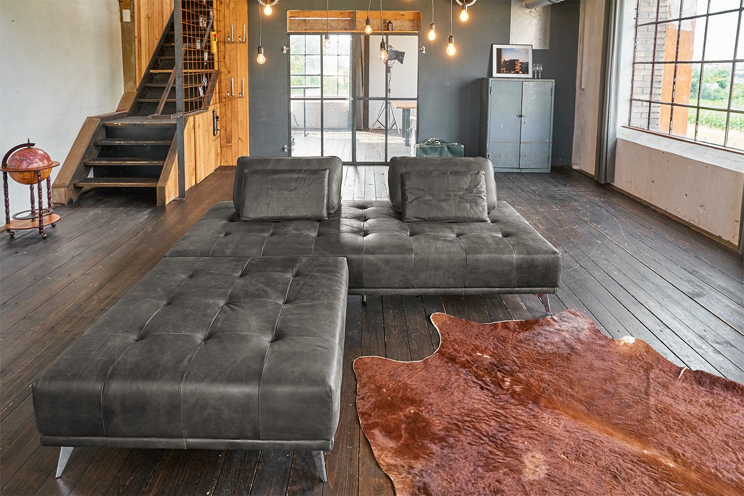 KAWOLA Schlafsofa WIOLO Daybed Leder grau günstig online kaufen