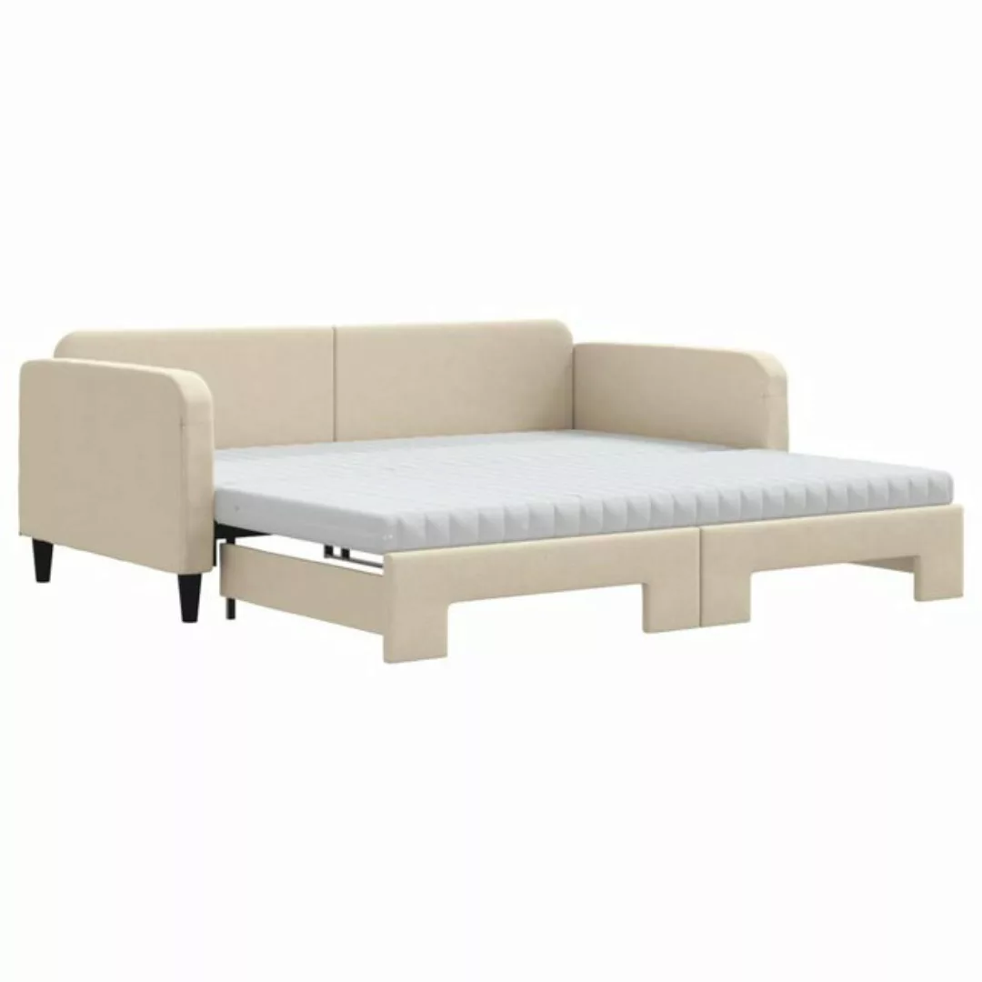 vidaXL Tagesbett Ausziehbar mit Matratzen Creme 100x200 cm Stoff1885855 günstig online kaufen