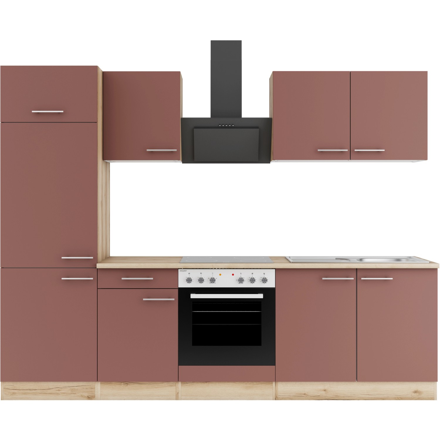 OPTIFIT Bari407 Küchenzeile 270 cm ohne E-Geräte Rostrot günstig online kaufen