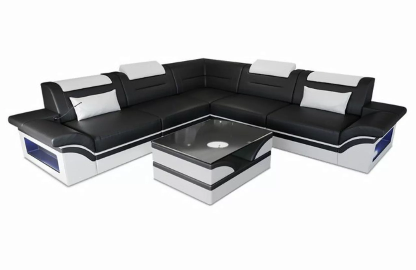 Sofa Dreams Ecksofa Sofa Leder Brianza L Form Ledersofa, Couch, mit LED, wa günstig online kaufen