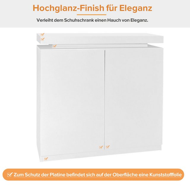 HAUSS SPLOE Schuhschrank 100*38*97 cm Hochglanz mit zwei Türen und LED-Bele günstig online kaufen