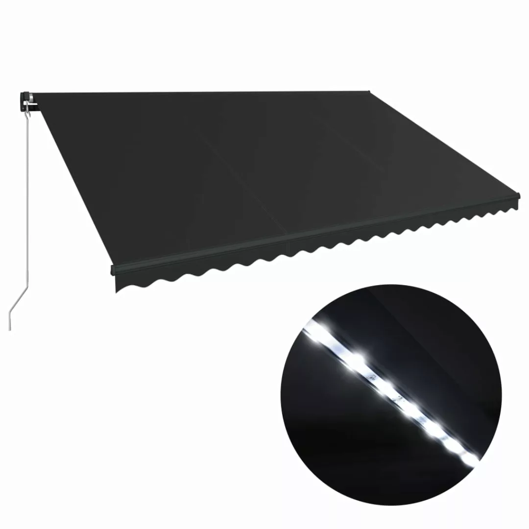 Einziehbare Markise Mit Led Handbetrieben 500x300 Cm Anthrazit günstig online kaufen