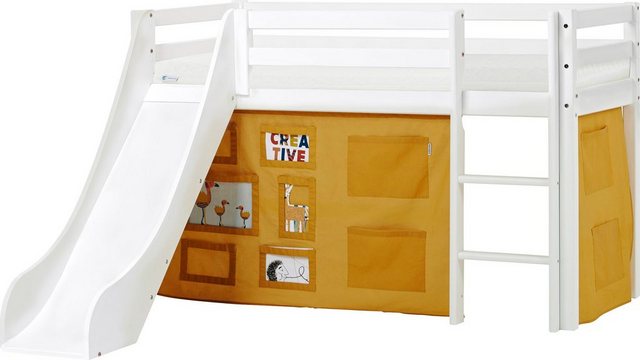 Hoppekids Hochbett ""Creator Autumn Yellow"", Rutsche & Vorhang Gelb und vi günstig online kaufen