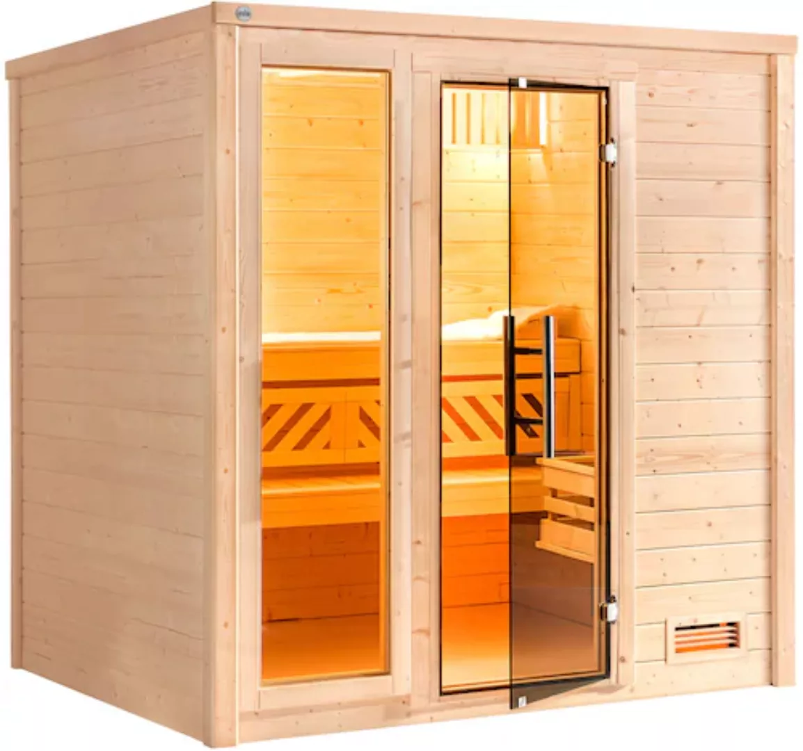 Weka Massivholzsauna Bergen 1.8 Sparset 5,4 kW Kompakt Glastür/Fenster günstig online kaufen