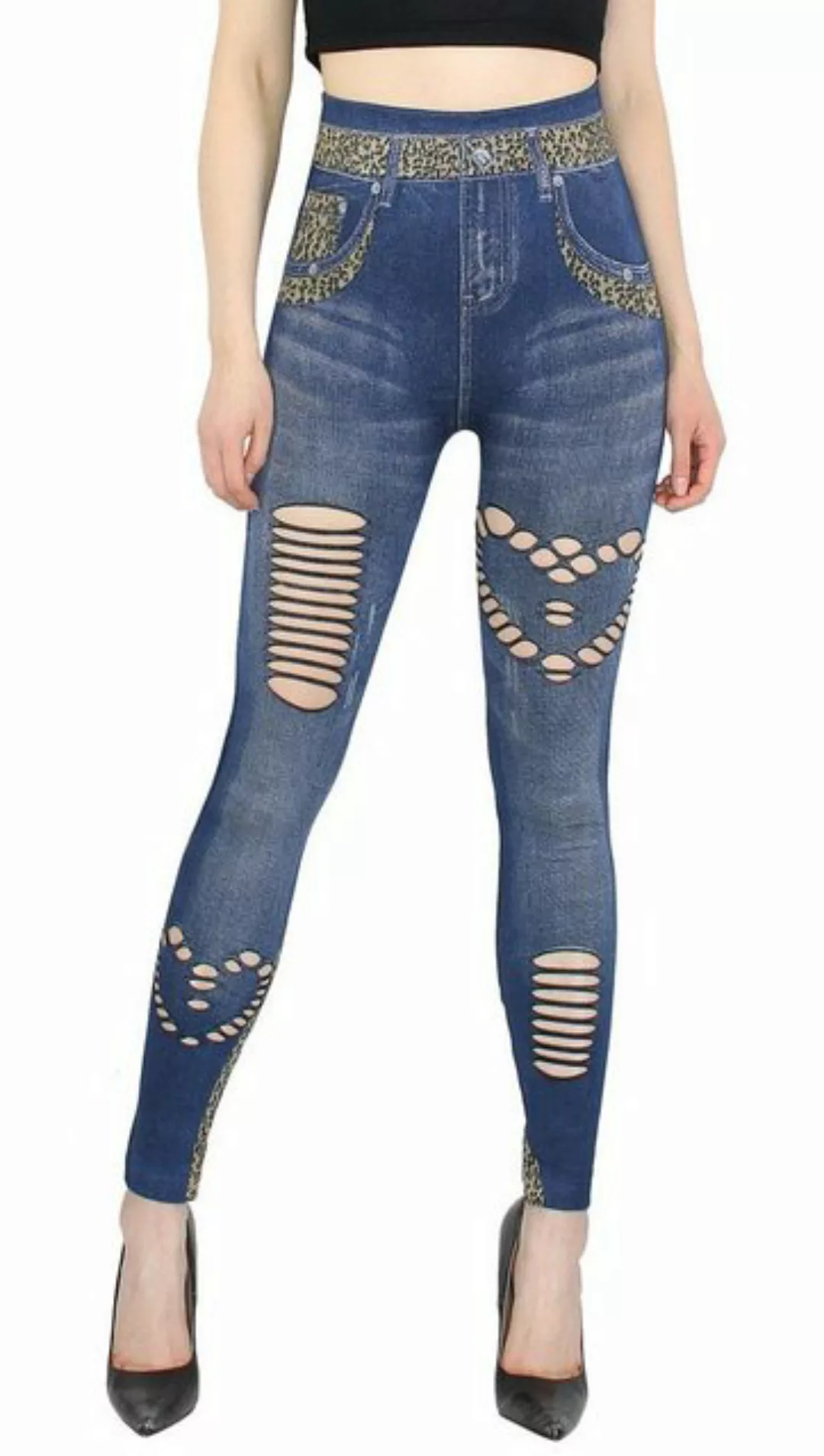 dy_mode Jeggings Damen Leggings in Jeans Optik Jeggings High Waist Jeansleg günstig online kaufen