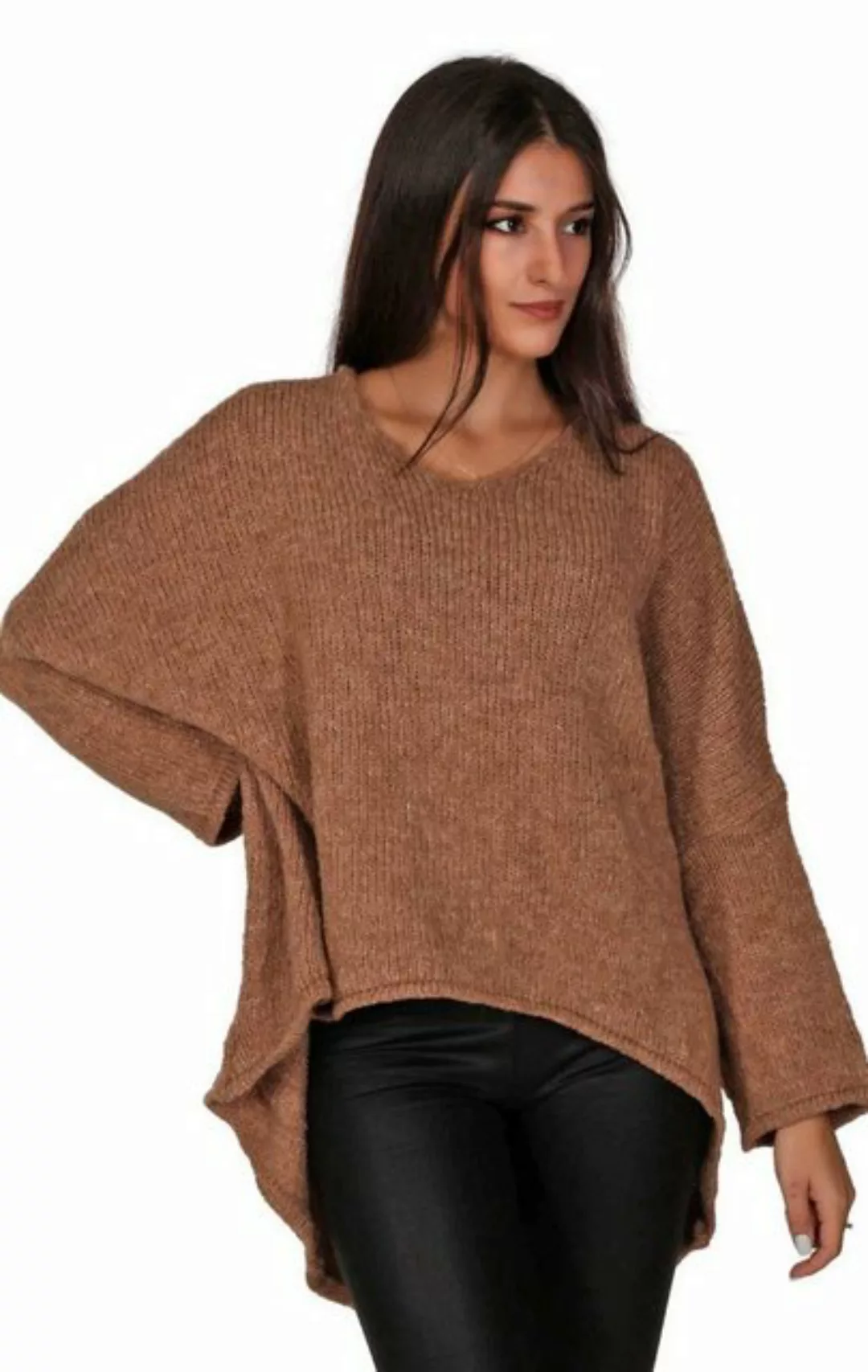 Charis Moda Strickpullover V-​Ausschnitt im Oversized Look vorne kurz hinte günstig online kaufen