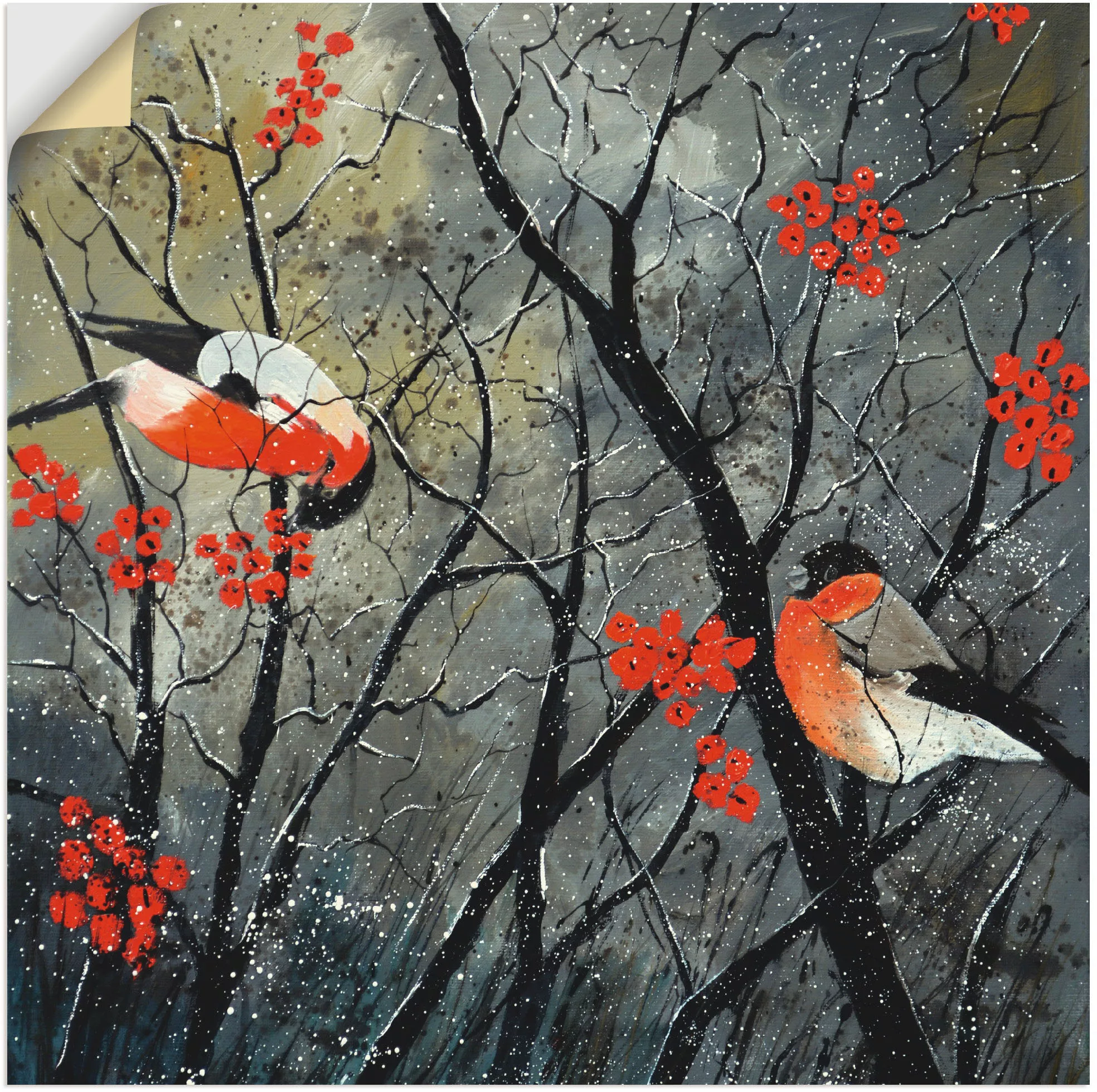 Artland Wandbild "rote Vögel im Winter", Vögel, (1 St.) günstig online kaufen