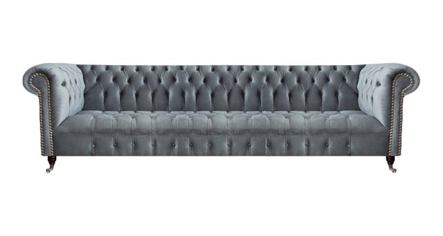 JVmoebel Chesterfield-Sofa Chesterfield Luxus Viersitzer Grau Sofa Couch Wo günstig online kaufen