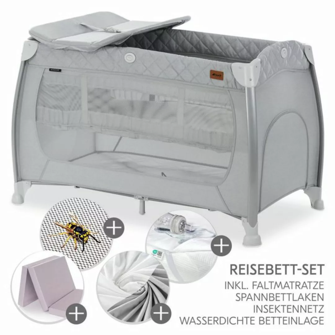 Hauck Baby-Reisebett XXL-Sparset - Play N Relax Center - Quilted Grey, mit günstig online kaufen