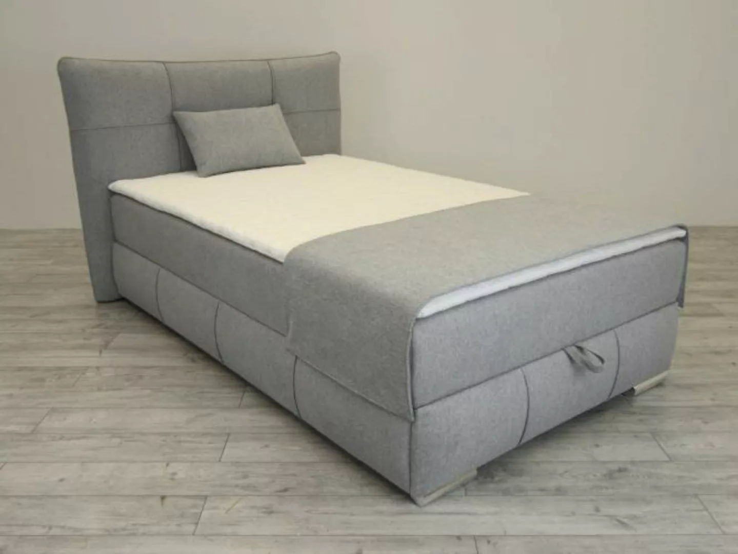 120x200 Boxspringbett MAGNUS H3 inkl. Bettkasten von Nova Via Silber günstig online kaufen