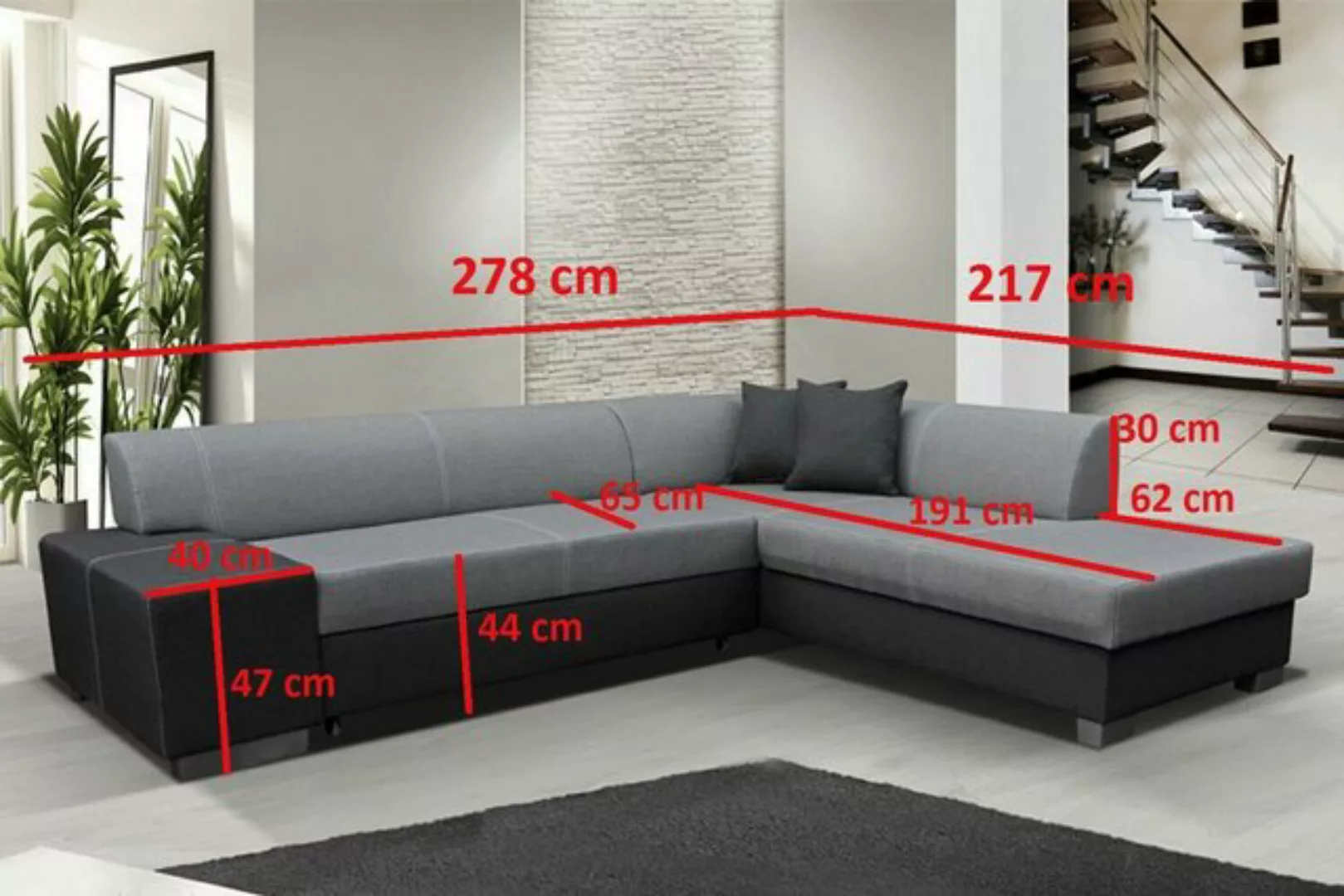 JVmoebel Ecksofa, Moderne Design Ecksofa Porto Bettfunktion Couch Textil günstig online kaufen