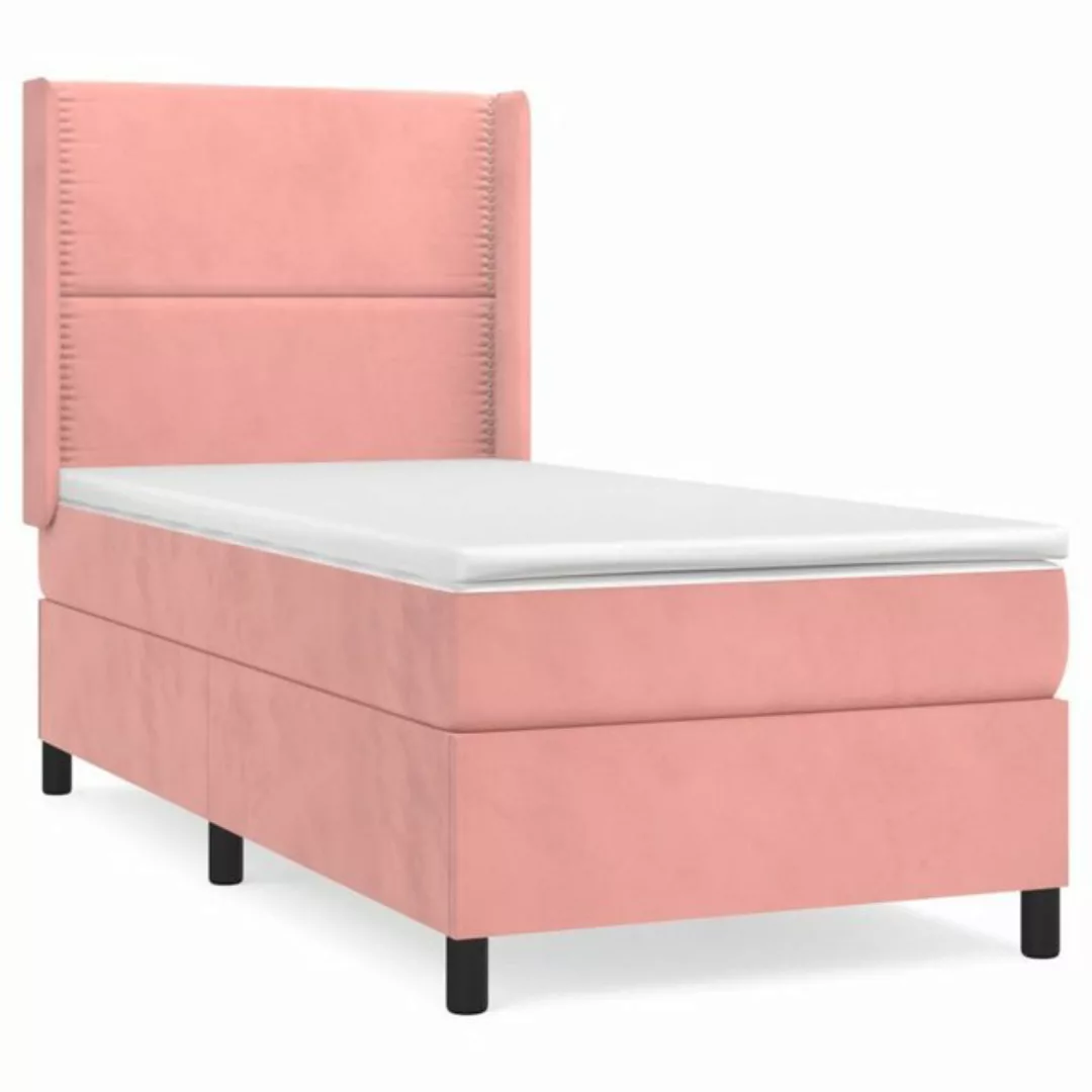 vidaXL Boxspringbett Boxspringbett mit Matratze Rosa 100x200 cm Samt Bett B günstig online kaufen