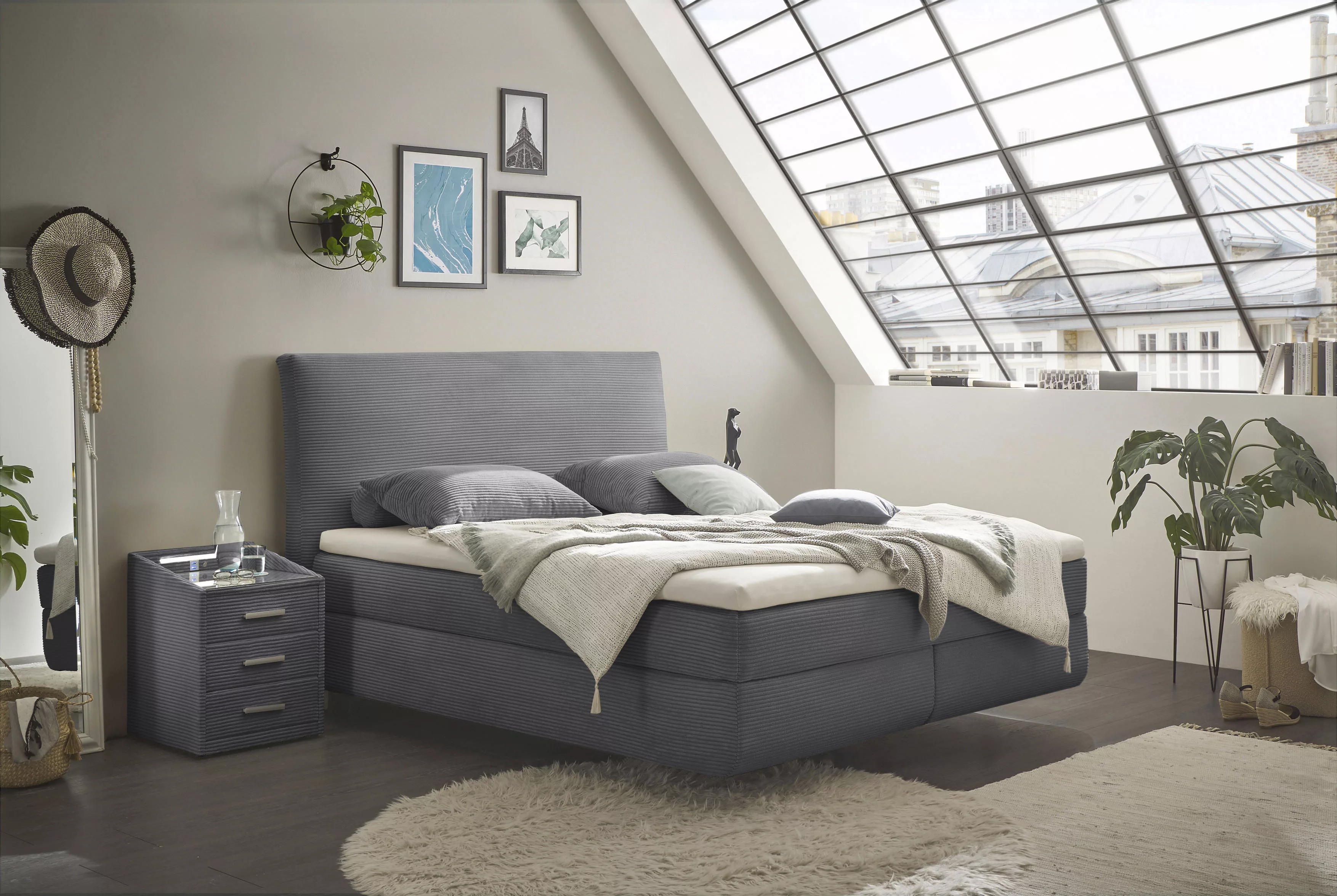 ED EXCITING DESIGN Boxspringbett »Marbella«, Duo-Matratze- harte Kokosmatte günstig online kaufen