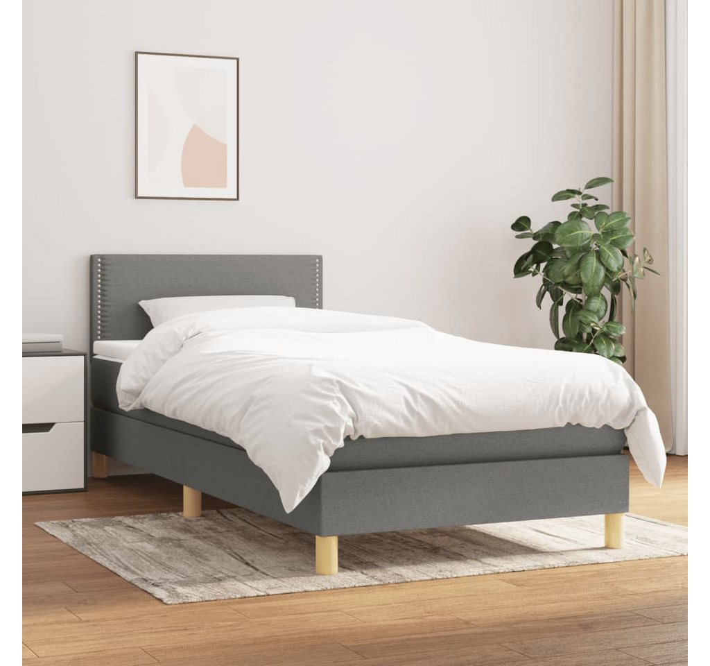 vidaXL Boxspringbett Boxspringbett mit Matratze Dunkelgrau 80x200 cm Stoff günstig online kaufen