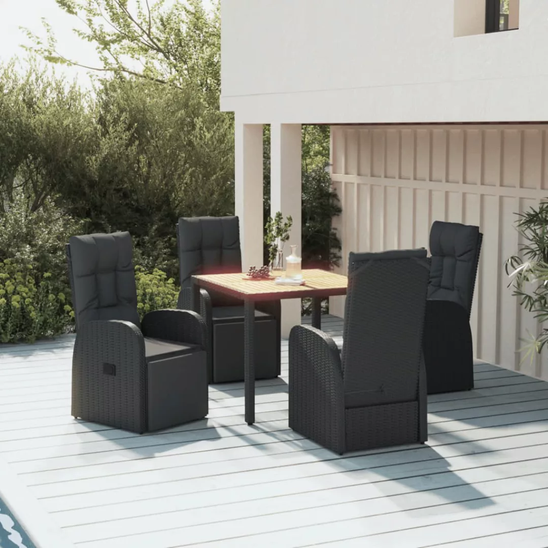 Vidaxl 5-tlg. Garten-essgruppe Schwarz Poly Rattan & Massivholz Akazie günstig online kaufen