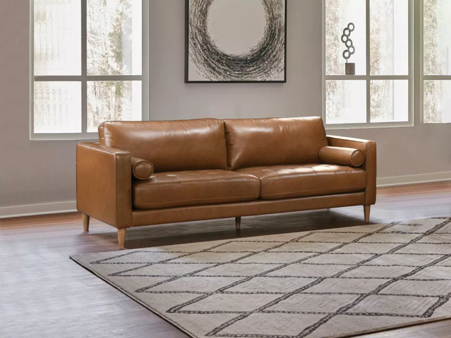Sofa 3-Sitzer - 100 % Premium-Büffelleder - Braun - Vintage - BAROTA günstig online kaufen