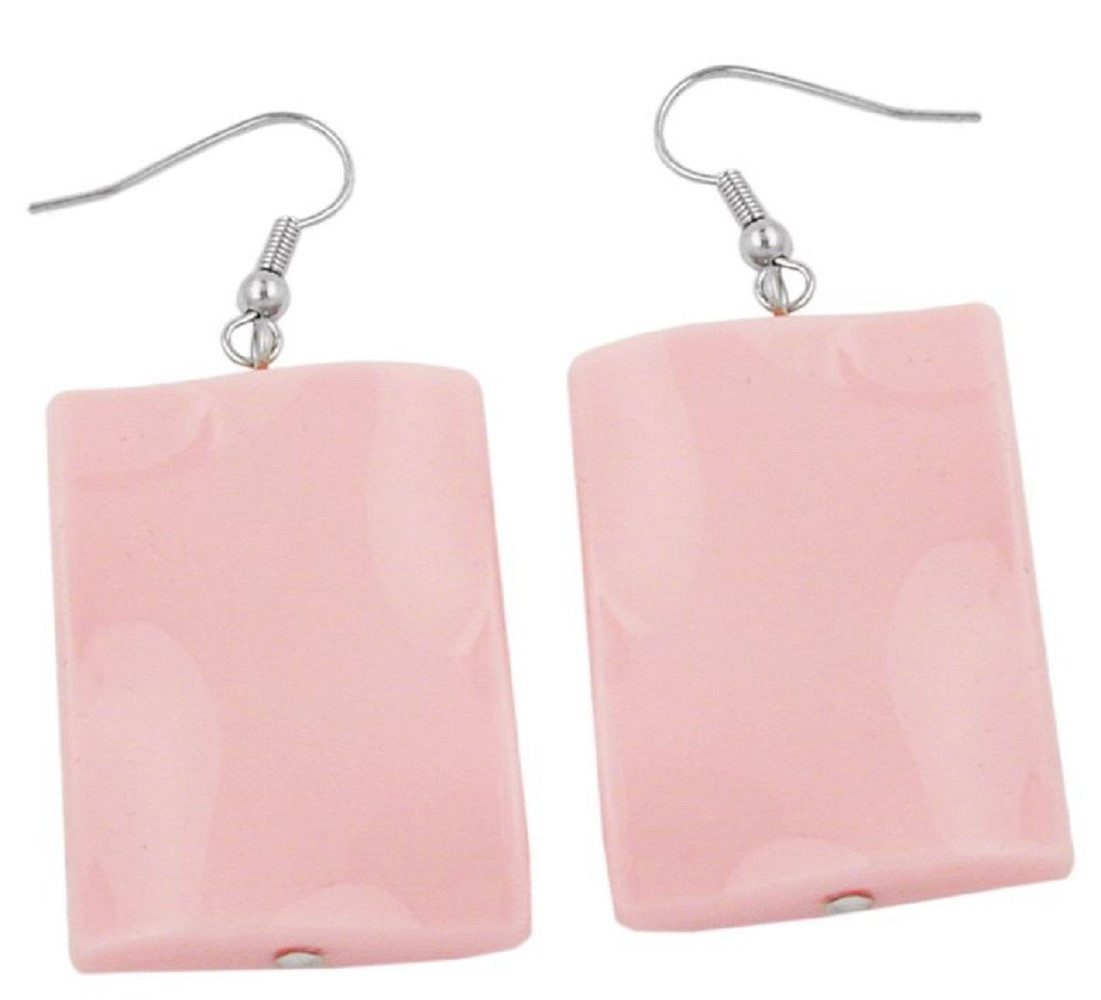 unbespielt Paar Ohrhänger Ohrhaken Viereck rosa günstig online kaufen