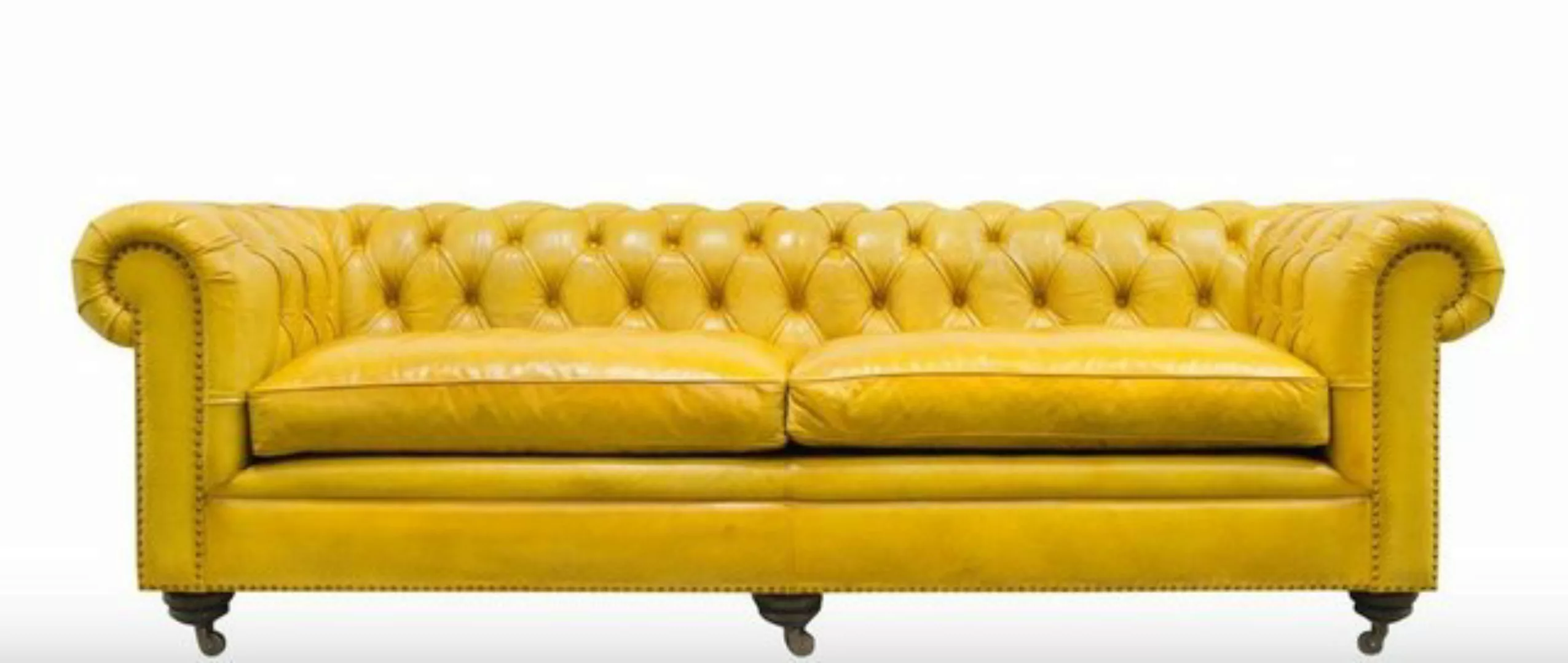 Casa Padrino Chesterfield-Sofa Luxus Chesterfield 2er Sofa Gelb 242 x 100 x günstig online kaufen