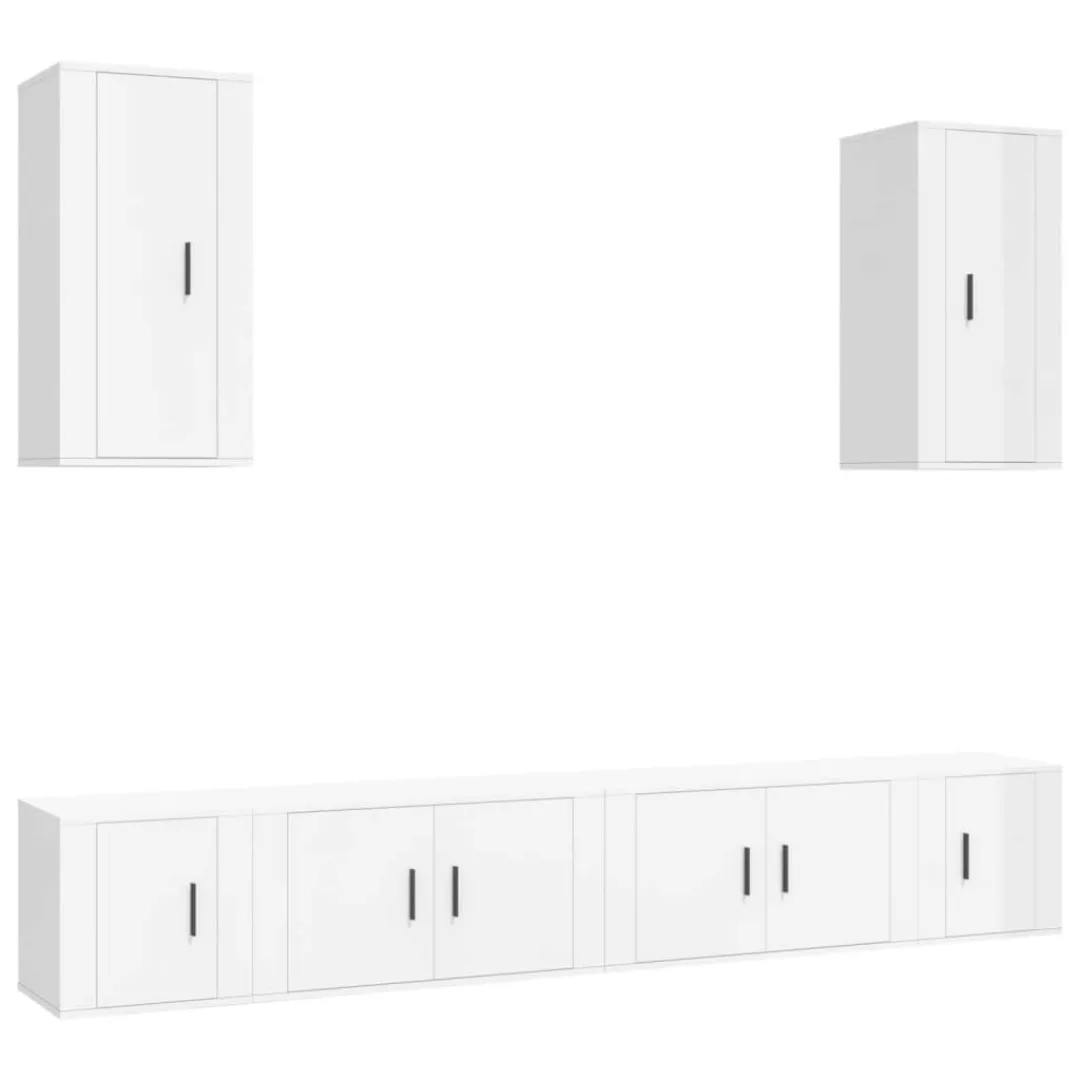 Vidaxl 6-tlg. Tv-schrank-set Hochglanz-weiß Holzwerkstoff günstig online kaufen