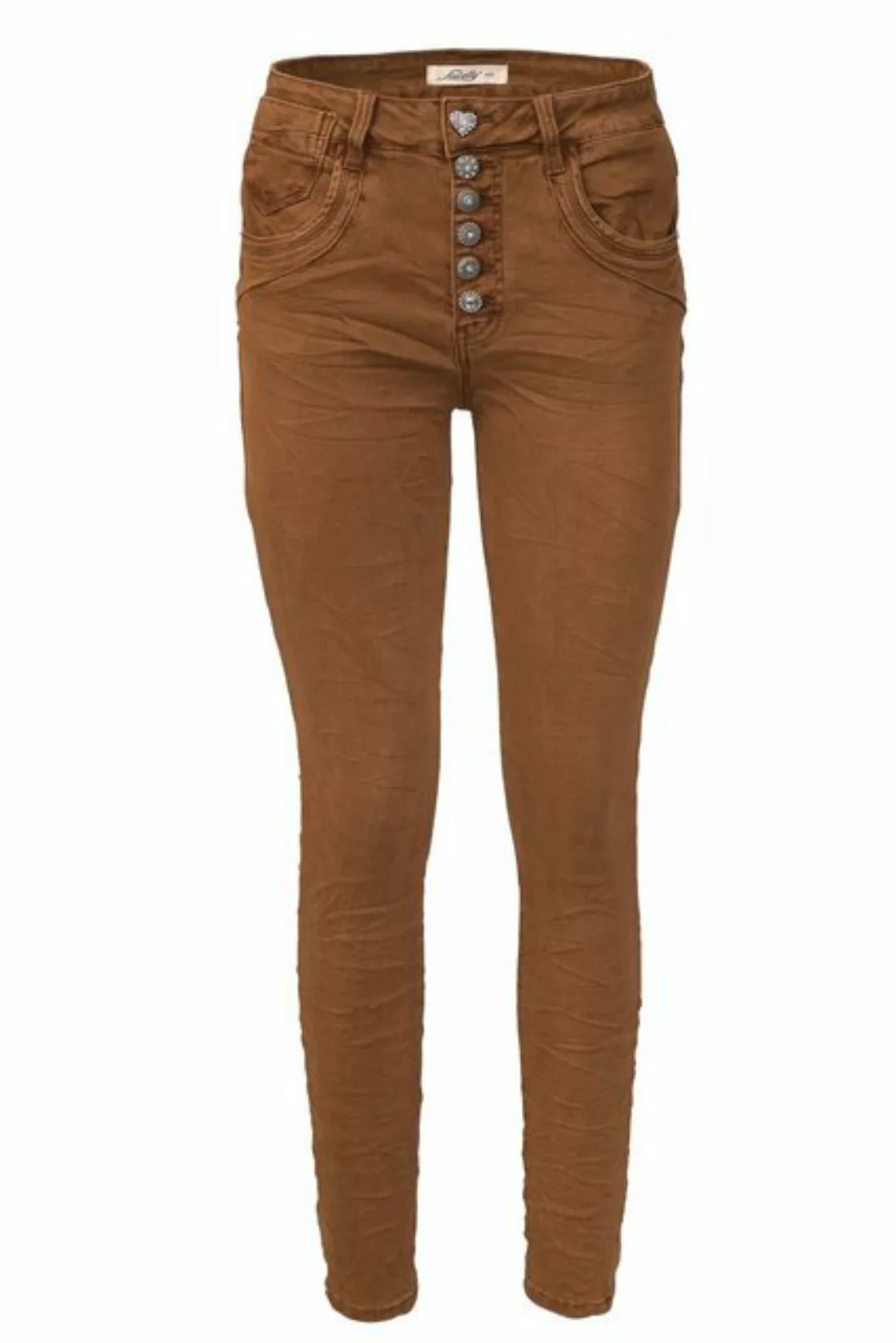 Jewelly Regular-fit-Jeans Stretch Jeans Five-Pocket im Crash-Look günstig online kaufen