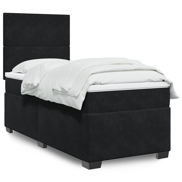 vidaXL Boxspringbett, Boxspringbett mit Matratze Schwarz 90x190 cm Samt günstig online kaufen