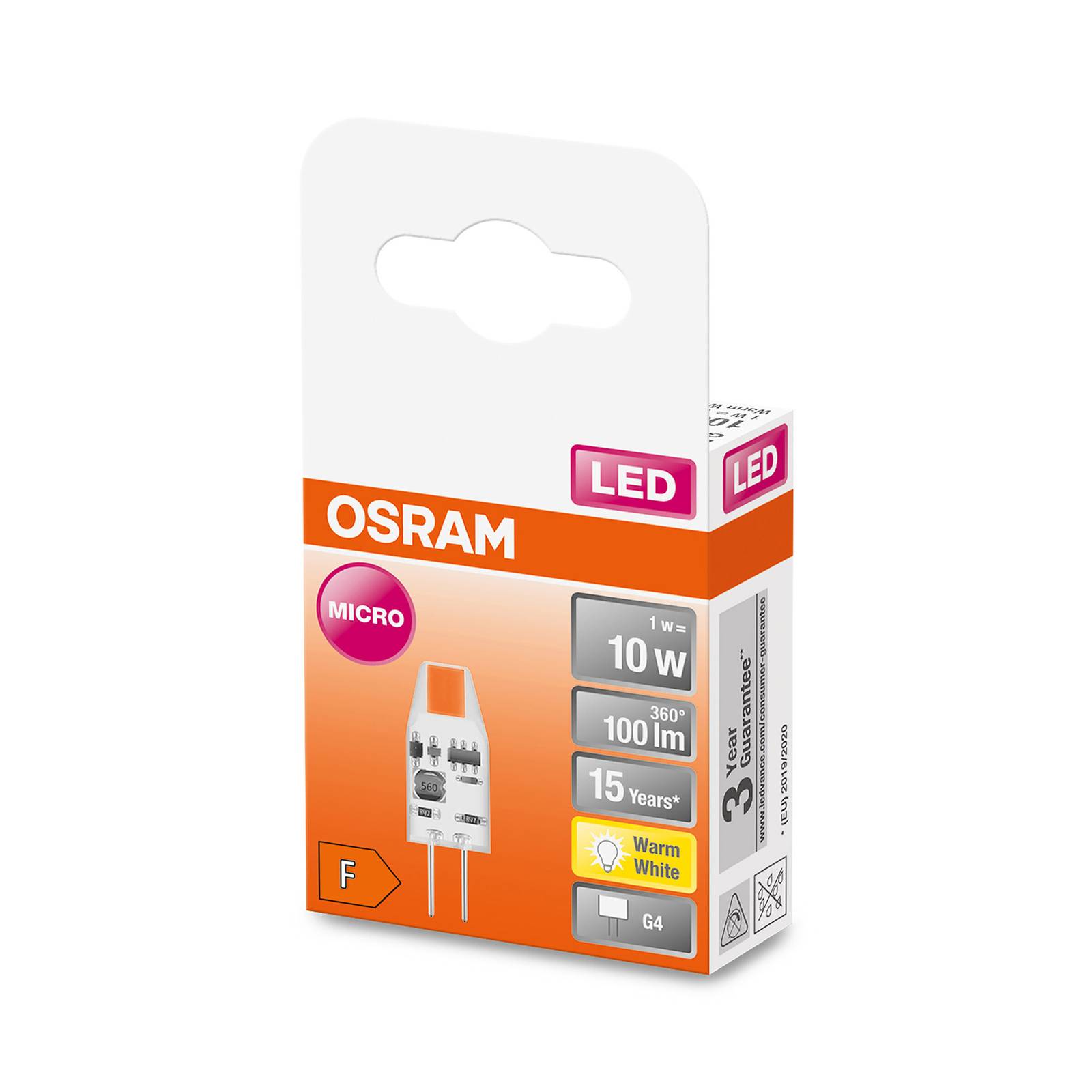 Osram LED-Leuchtmittel G4 1 W Warmweiß 100 lm EEK: F 3 x 1 cm (H x Ø) günstig online kaufen