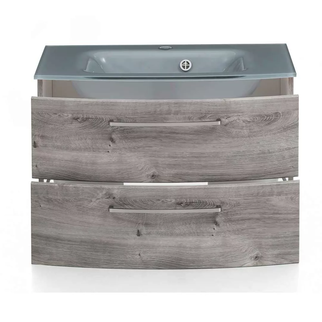 Waschbeckenunterschrank in Eiche Grau 80 cm breit günstig online kaufen