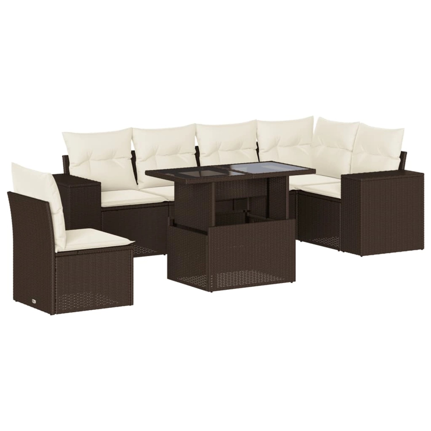 vidaXL 7-Tlg Garten-Sofagarnitur mit Kissen Braun Poly Rattan 3269203 günstig online kaufen