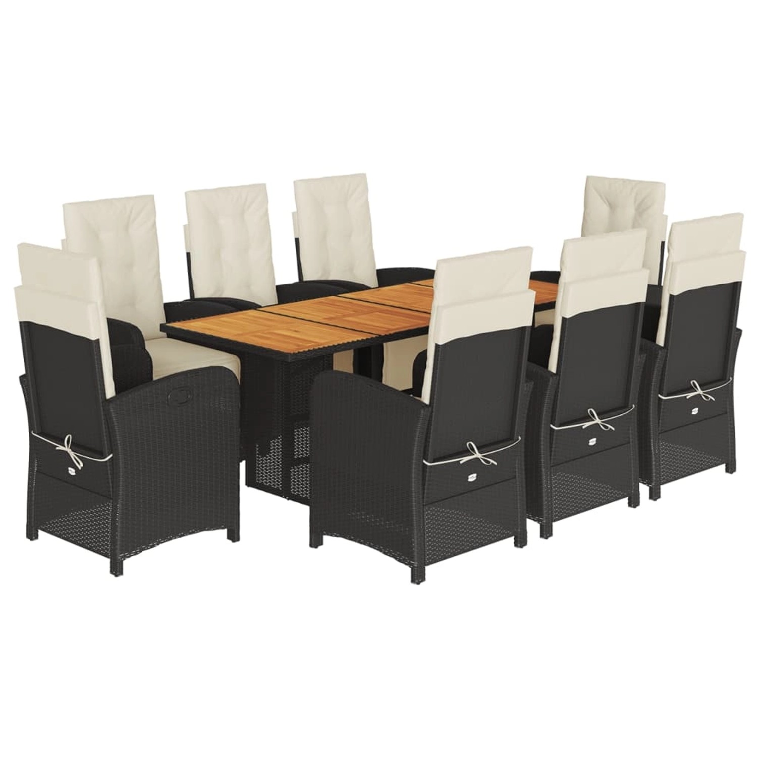 vidaXL 9-Tlg Garten-Essgruppe mit Kissen Schwarz Poly Rattan 3212503 günstig online kaufen