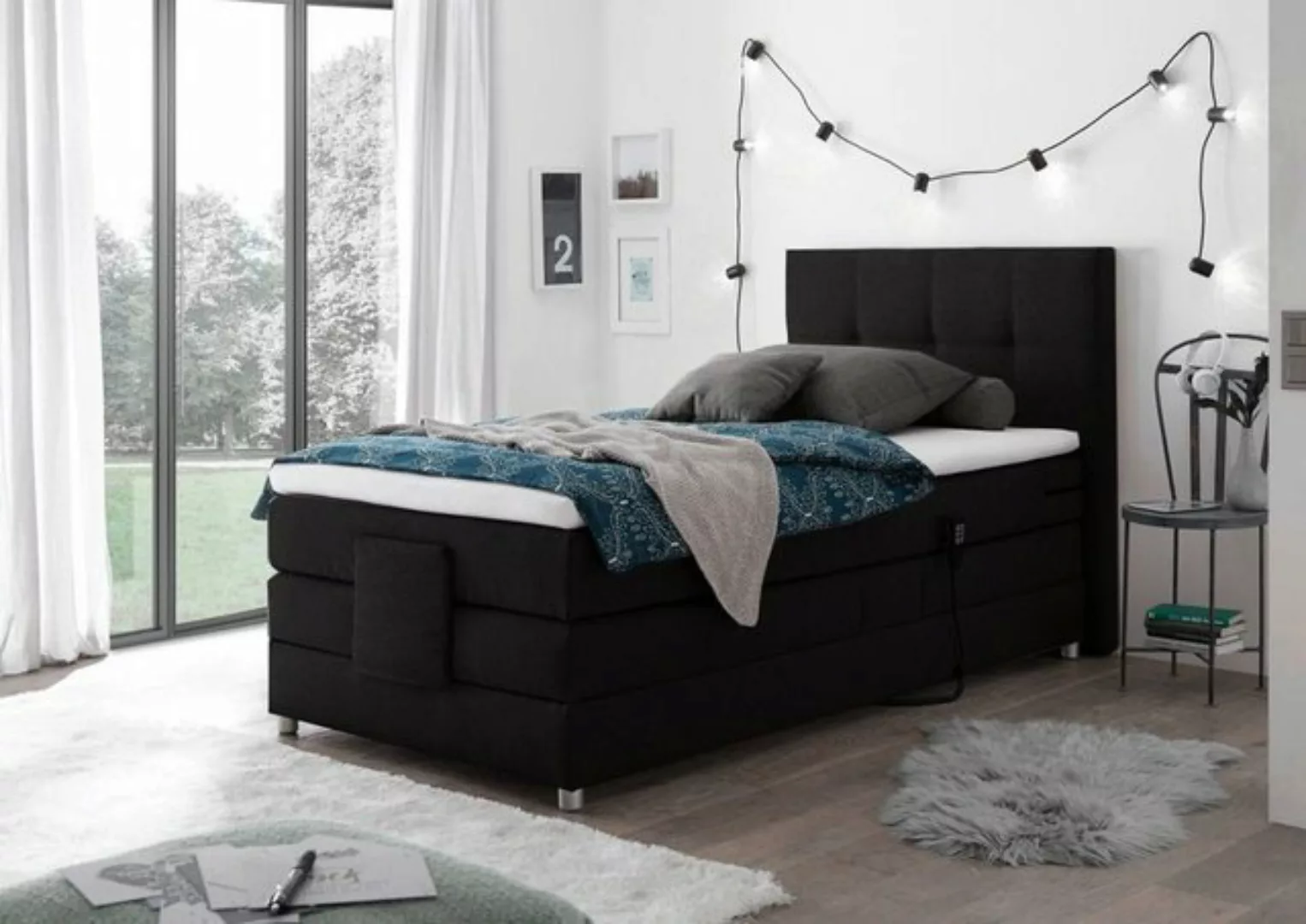 ED EXCITING DESIGN Boxspringliege (90 x 200 cm, Manolo), Schwarz günstig online kaufen