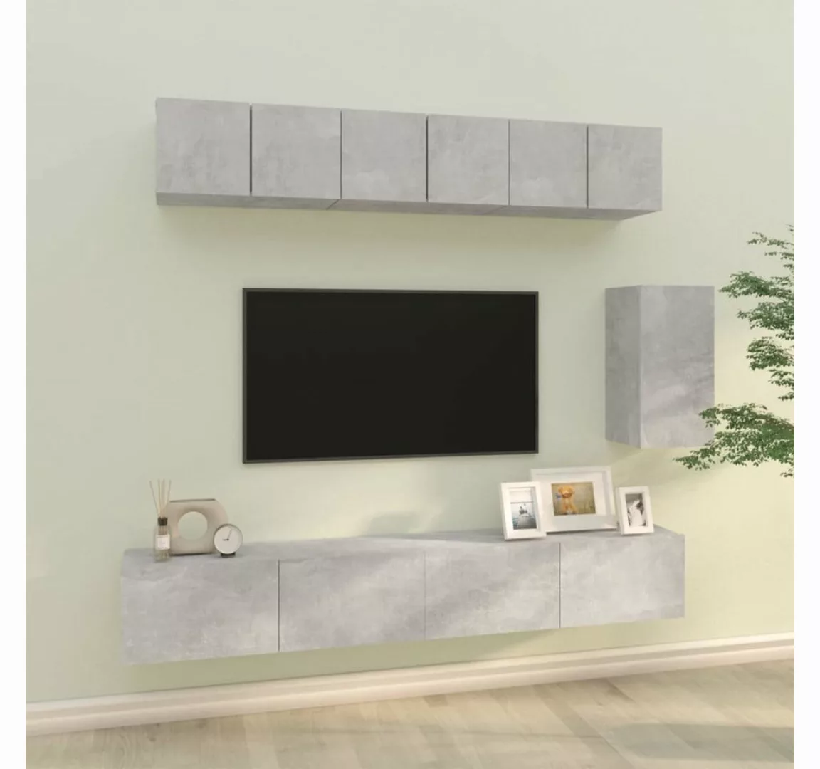 furnicato TV-Schrank 6-tlg. TV-Schrank-Set Betongrau Holzwerkstoff günstig online kaufen