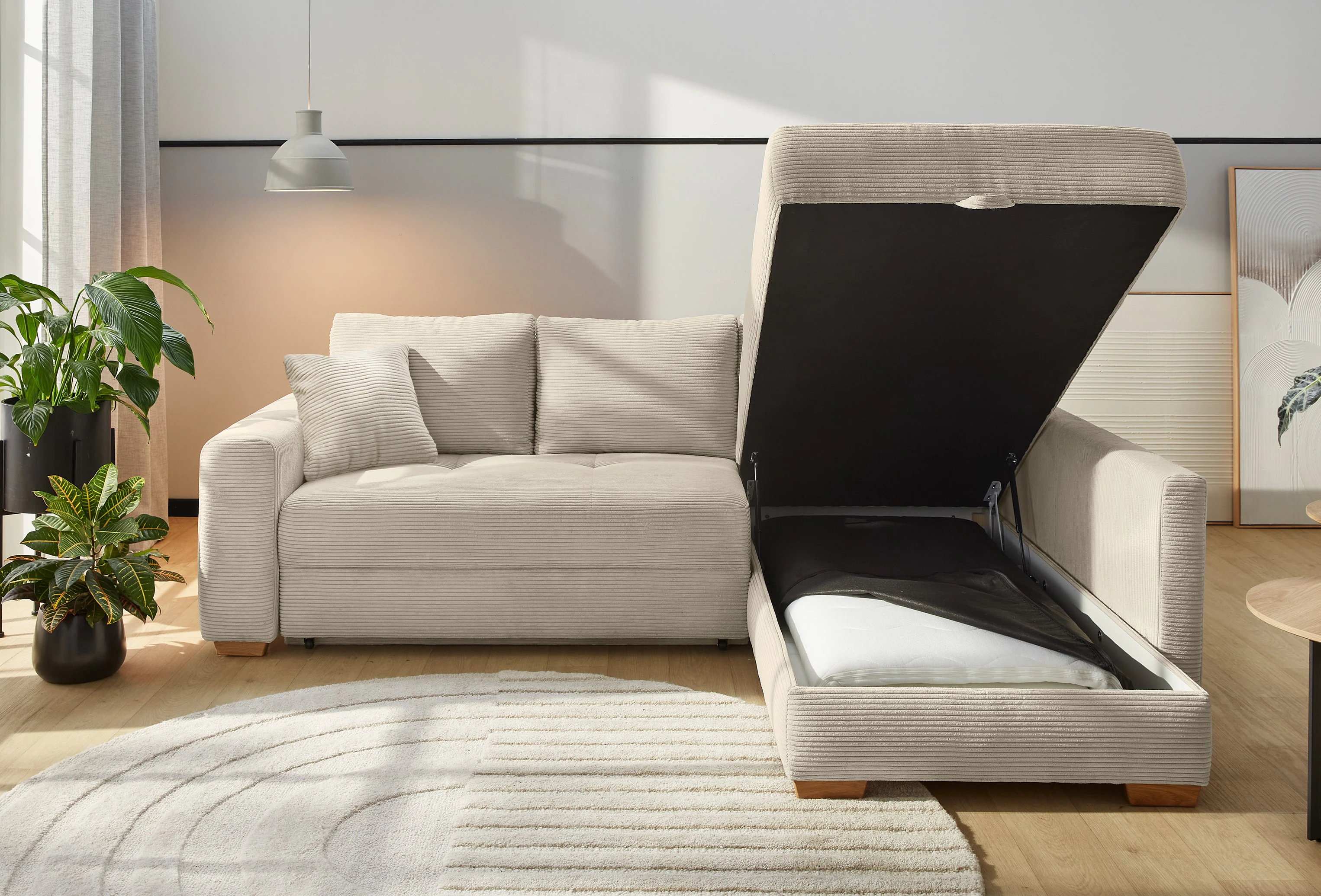 Jockenhöfer Gruppe Ecksofa "Sunset, Dauerschlafsofa mit", Tonnentaschen-Fed günstig online kaufen