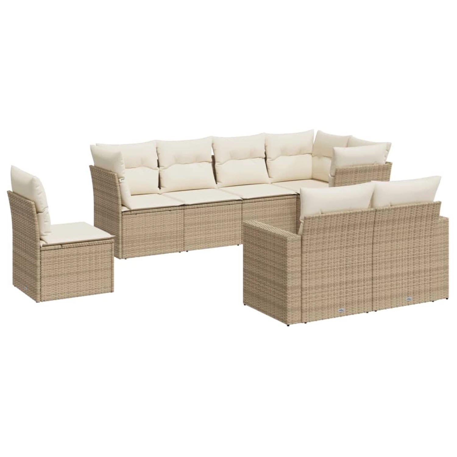 vidaXL 8-Tlg Garten-Sofagarnitur mit Kissen Beige Poly Rattan 3219228 günstig online kaufen
