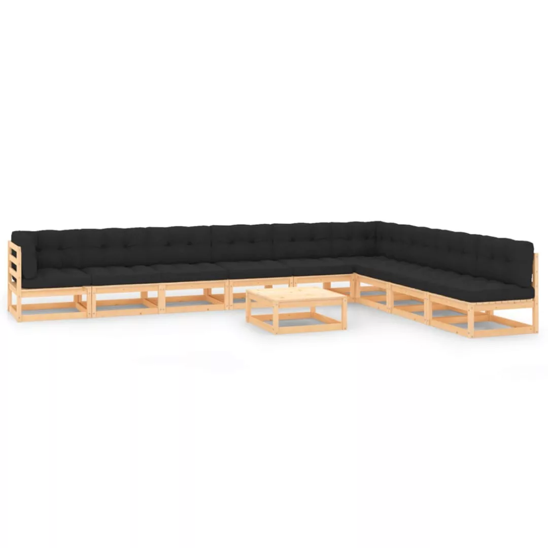 Vidaxl 10-tlg. Garten-lounge-set Anthrazit-kissen Massivholz Kiefer günstig online kaufen