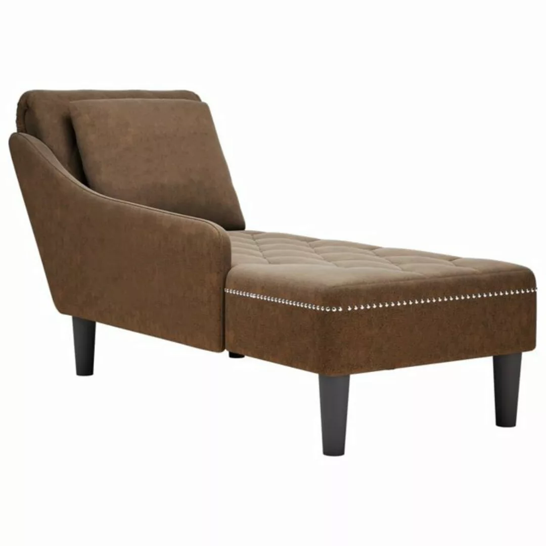 vidaXL Chaiselongue Chaiselongue mit Kissen und Rechter Armlehne Braun Kuns günstig online kaufen