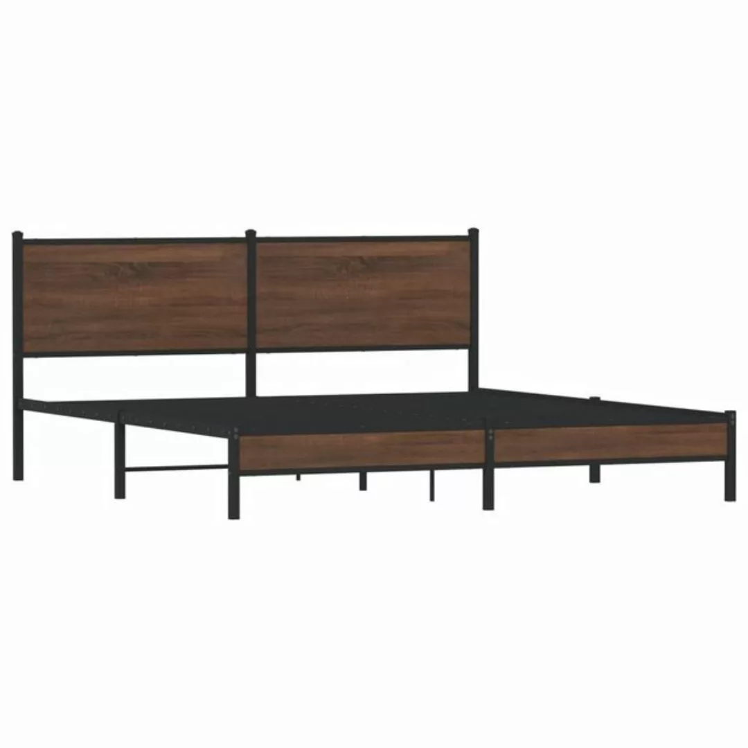 vidaXL Bett Metallbett ohne Matratze Braun Eichen-Optik 180x200 cm günstig online kaufen