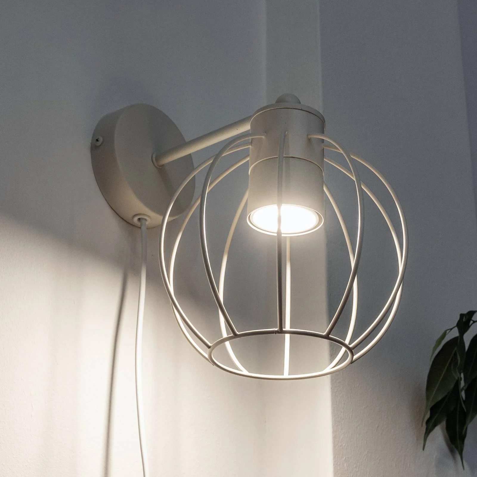 Wandlampe STARLIGHT, cremeweiß 1-flg. Ø 18 cm Metall Stecker günstig online kaufen