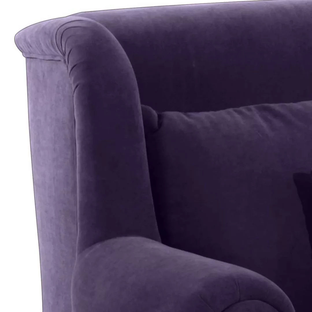 Xxl Sessel violett Velours im Landhausstil Vierfußgestell aus Holz günstig online kaufen