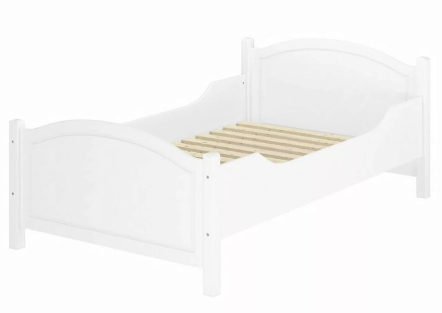 ERST-HOLZ Bett Weißes Einzelbett mit hoher Sitzkante 120x200, Kieferwaschwe günstig online kaufen