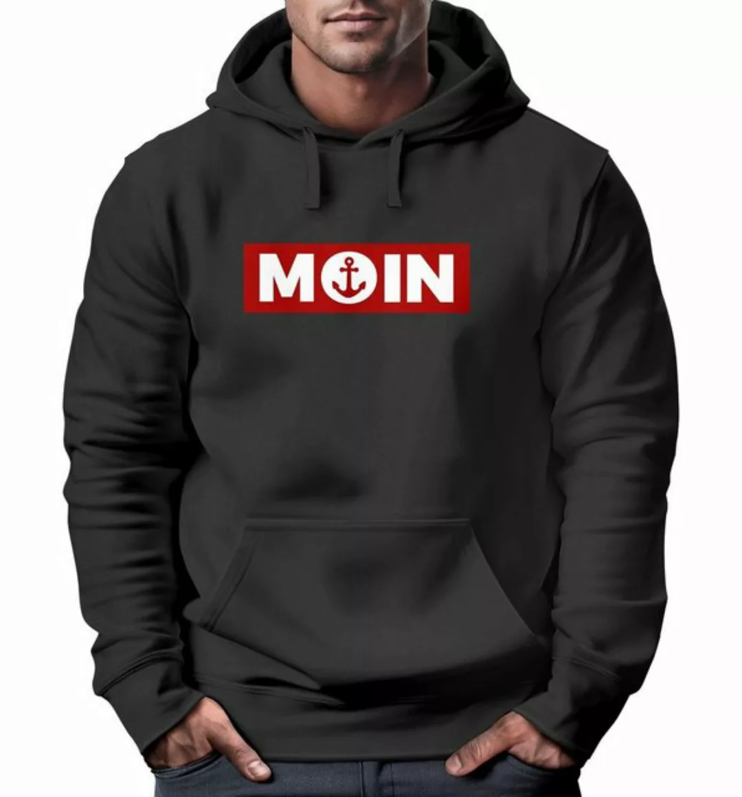 Neverless Hoodie Hoodie Herren Moin norddeutsch Morgen Anker Kapuzen-Pullov günstig online kaufen