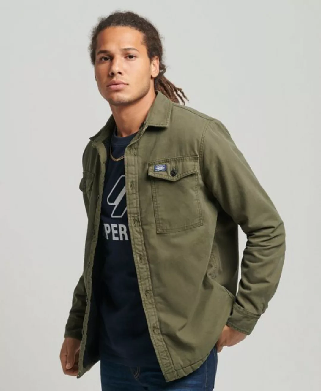 Superdry Hemdjacke VINTAGE BORG LINED MILLER Surplus Goods Olive günstig online kaufen