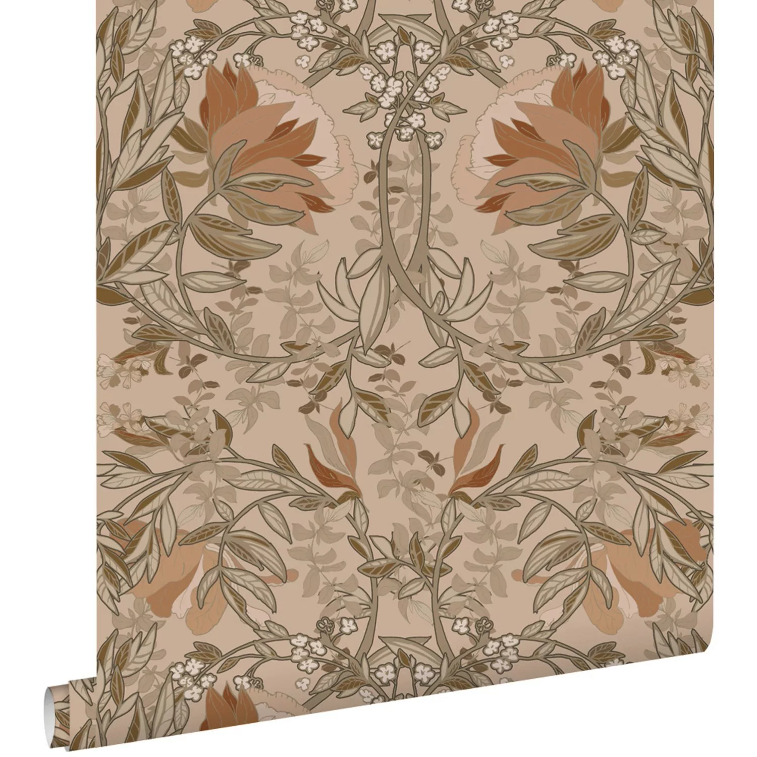 ESTAhome Tapete Blumenmuster Im Jugendstil Beige und Altrosa 0.53 x 10.05 m günstig online kaufen