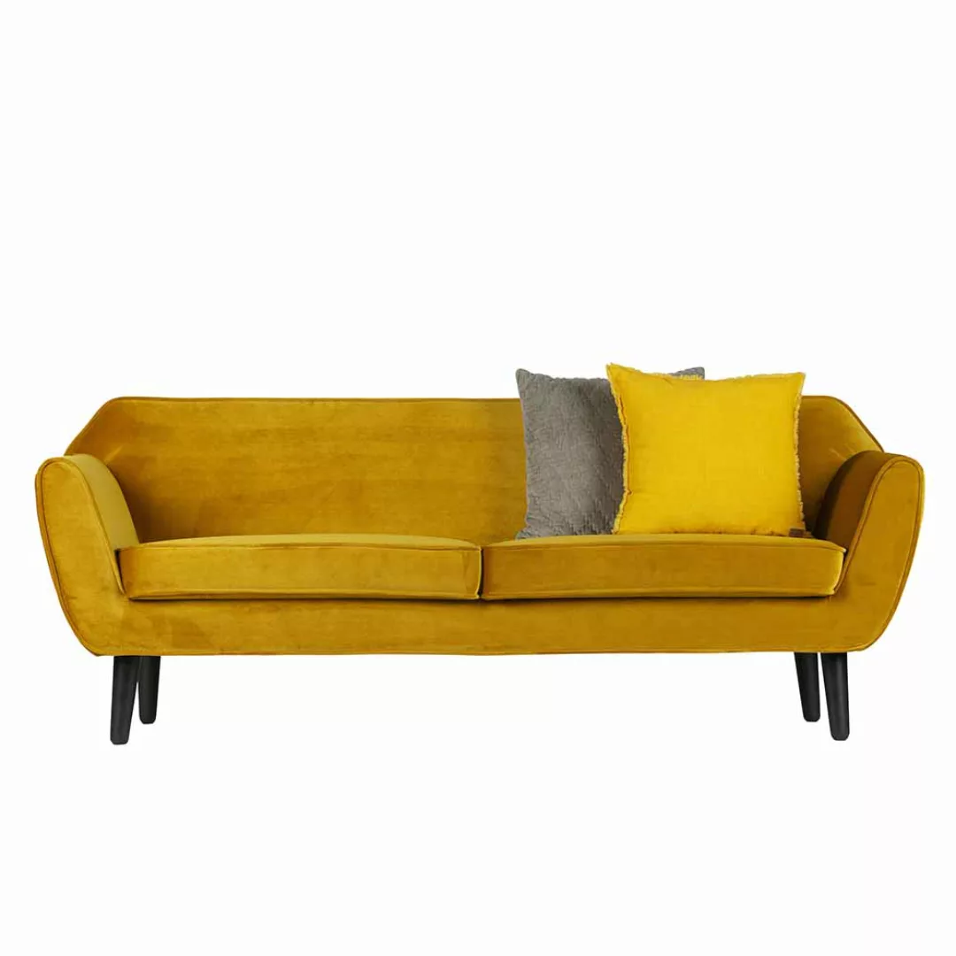 2 Sitzer Sofa in Gelb Retro Design günstig online kaufen