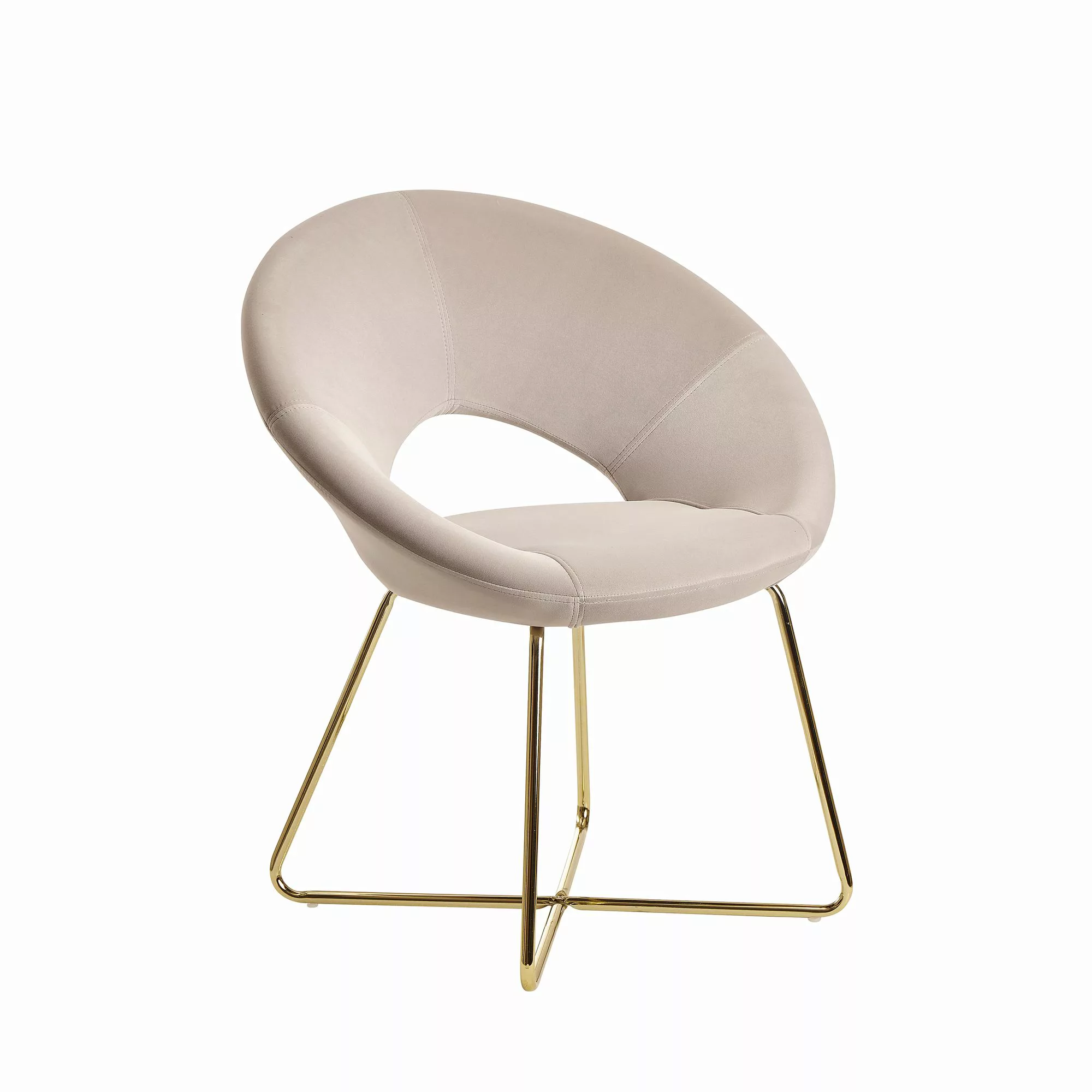 Esszimmerstuhl Samt Beige Küchenstuhl mit goldenen Beinen | Schalenstuhl St günstig online kaufen